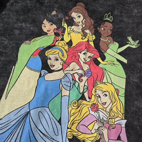 Disney Princess Graphic Acid Wash Cropped T-Shirt Size XL - Picture 2 of 9